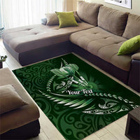 Personalised All Green New Zealand Darts Area Rug Aoteroa Fern Maori Galaxy Style