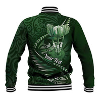Personalised All Green New Zealand Darts Baseball Jacket Aoteroa Fern Maori Galaxy Style LT14 - Polynesian Pride
