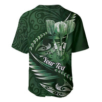 Personalised All Green New Zealand Darts Baseball Jersey Aoteroa Fern Maori Galaxy Style LT14 - Polynesian Pride