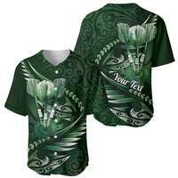 Personalised All Green New Zealand Darts Baseball Jersey Aoteroa Fern Maori Galaxy Style LT14 - Polynesian Pride