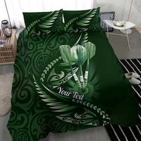 Personalised All Green New Zealand Darts Bedding Set Aoteroa Fern Maori Galaxy Style