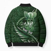 Personalised All Green New Zealand Darts Bomber Puffer Jacket Aoteroa Fern Maori Galaxy Style - Polynesian Pride