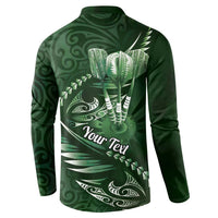 Personalised All Green New Zealand Darts Button Sweatshirt Aoteroa Fern Maori Galaxy Style LT14 - Polynesian Pride