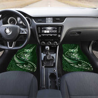 Personalised All Green New Zealand Darts Car Mats Aoteroa Fern Maori Galaxy Style LT14 Set 2pcs - Front Green - Polynesian Pride