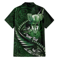 Personalised All Green New Zealand Darts Family Matching Puletasi and Hawaiian Shirt Aoteroa Fern Maori Galaxy Style LT14 - Polynesian Pride