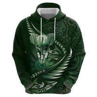 Personalised All Green New Zealand Darts Hoodie Aoteroa Fern Maori Galaxy Style