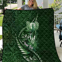 Personalised All Green New Zealand Darts Quilt Aoteroa Fern Maori Galaxy Style LT14 Green - Polynesian Pride