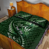 Personalised All Green New Zealand Darts Quilt Bed Set Aoteroa Fern Maori Galaxy Style LT14 - Polynesian Pride