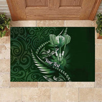 Personalised All Green New Zealand Darts Rubber Doormat Aoteroa Fern Maori Galaxy Style LT14 Green - Polynesian Pride