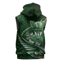 Personalised All Green New Zealand Darts Sleeveless Zip Hoodie Aoteroa Fern Maori Galaxy Style - Polynesian Pride