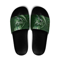 Personalised All Green New Zealand Darts Slide Sandals Aoteroa Fern Maori Galaxy Style - Polynesian Pride