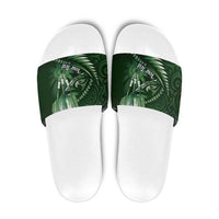 Personalised All Green New Zealand Darts Slide Sandals Aoteroa Fern Maori Galaxy Style - Polynesian Pride
