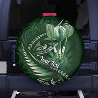 Personalised All Green New Zealand Darts Spare Tire Cover Aoteroa Fern Maori Galaxy Style LT14 No hole Green - Polynesian Pride