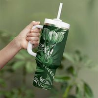 All Green New Zealand Darts Tumbler With Handle Aoteroa Fern Maori Galaxy Style LT14 - Polynesian Pride