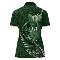 Personalised All Green New Zealand Darts Women Polo Shirt Aoteroa Fern Maori Galaxy Style LT14 - Polynesian Pride