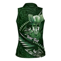 Personalised All Green New Zealand Darts Women Sleeveless Polo Shirt Aoteroa Fern Maori Galaxy Style LT14 - Polynesian Pride