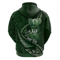 Personalised All Green New Zealand Darts Zip Hoodie Aoteroa Fern Maori Galaxy Style LT14 - Polynesian Pride