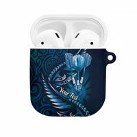 Personalised All Blue New Zealand Darts AirPods Case Aoteroa Fern Maori Galaxy Style LT14 Blue - Polynesian Pride