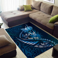 Personalised All Blue New Zealand Darts Area Rug Aoteroa Fern Maori Galaxy Style