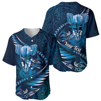 Personalised All Blue New Zealand Darts Baseball Jersey Aoteroa Fern Maori Galaxy Style LT14 - Polynesian Pride