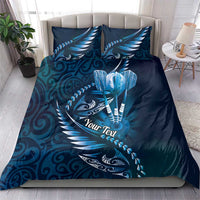 Personalised All Blue New Zealand Darts Bedding Set Aoteroa Fern Maori Galaxy Style