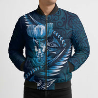 Personalised All Blue New Zealand Darts Bomber Puffer Jacket Aoteroa Fern Maori Galaxy Style - Polynesian Pride