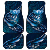 Personalised All Blue New Zealand Darts Car Mats Aoteroa Fern Maori Galaxy Style LT14 - Polynesian Pride