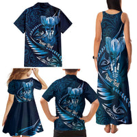 Personalised All Blue New Zealand Darts Family Matching Tank Maxi Dress and Hawaiian Shirt Aoteroa Fern Maori Galaxy Style LT14 - Polynesian Pride