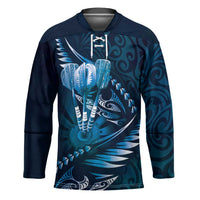 Personalised All Blue New Zealand Darts Hockey Jersey Aoteroa Fern Maori Galaxy Style - Polynesian Pride
