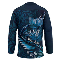 Personalised All Blue New Zealand Darts Hockey Jersey Aoteroa Fern Maori Galaxy Style LT14 - Polynesian Pride