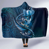 Personalised All Blue New Zealand Darts Hooded Blanket Aoteroa Fern Maori Galaxy Style LT14 One Size Blue - Polynesian Pride