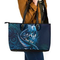 Personalised All Blue New Zealand Darts Leather Tote Bag Aoteroa Fern Maori Galaxy Style LT14 - Polynesian Pride