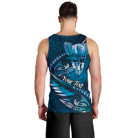 Personalised All Blue New Zealand Darts Men Tank Top Aoteroa Fern Maori Galaxy Style LT14 - Polynesian Pride