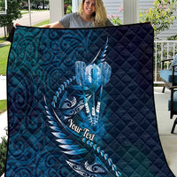 Personalised All Blue New Zealand Darts Quilt Aoteroa Fern Maori Galaxy Style LT14 Blue - Polynesian Pride