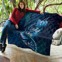 Personalised All Blue New Zealand Darts Quilt Aoteroa Fern Maori Galaxy Style LT14 - Polynesian Pride