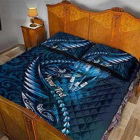 Personalised All Blue New Zealand Darts Quilt Bed Set Aoteroa Fern Maori Galaxy Style LT14 - Polynesian Pride