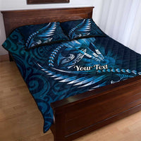 Personalised All Blue New Zealand Darts Quilt Bed Set Aoteroa Fern Maori Galaxy Style LT14 - Polynesian Pride