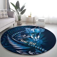 Personalised All Blue New Zealand Darts Round Carpet Aoteroa Fern Maori Galaxy Style LT14 - Polynesian Pride