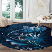 Personalised All Blue New Zealand Darts Round Carpet Aoteroa Fern Maori Galaxy Style LT14 - Polynesian Pride