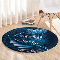 Personalised All Blue New Zealand Darts Round Carpet Aoteroa Fern Maori Galaxy Style LT14 - Polynesian Pride