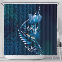 Personalised All Blue New Zealand Darts Shower Curtain Aoteroa Fern Maori Galaxy Style LT14 - Polynesian Pride