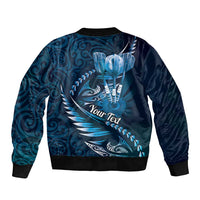 Personalised All Blue New Zealand Darts Sleeve Zip Bomber Jacket Aoteroa Fern Maori Galaxy Style LT14 - Polynesian Pride