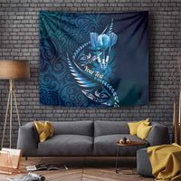 Personalised All Blue New Zealand Darts Tapestry Aoteroa Fern Maori Galaxy Style LT14 Blue - Polynesian Pride