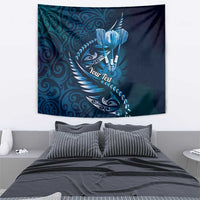 Personalised All Blue New Zealand Darts Tapestry Aoteroa Fern Maori Galaxy Style LT14 - Polynesian Pride