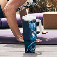 All Blue New Zealand Darts Tumbler With Handle Aoteroa Fern Maori Galaxy Style LT14 - Polynesian Pride