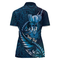 Personalised All Blue New Zealand Darts Women Polo Shirt Aoteroa Fern Maori Galaxy Style LT14 - Polynesian Pride