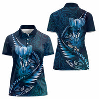 Personalised All Blue New Zealand Darts Women Polo Shirt Aoteroa Fern Maori Galaxy Style LT14 - Polynesian Pride