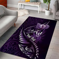Personalised All Purple New Zealand Darts Area Rug Aoteroa Fern Maori Galaxy Style