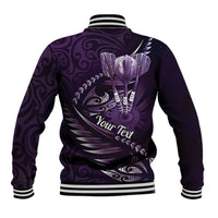 Personalised All Purple New Zealand Darts Baseball Jacket Aoteroa Fern Maori Galaxy Style LT14 - Polynesian Pride
