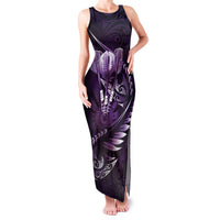 Personalised All Purple New Zealand Darts Family Matching Tank Maxi Dress and Hawaiian Shirt Aoteroa Fern Maori Galaxy Style LT14 Mom's Dress Purple - Polynesian Pride